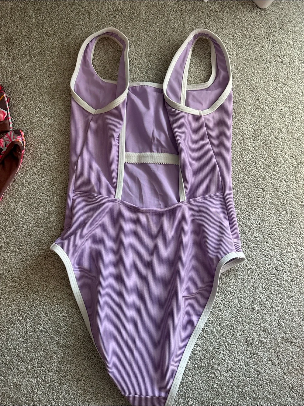 LainSnow Lilac One-Piece Swimsuit with White Trim